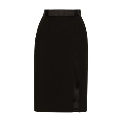 Shop Dolce & Gabbana Wool Midi Pencil Skirt In Black