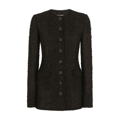 Dolce & Gabbana Long Tweed Jacket In Black