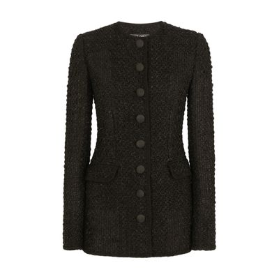 Shop Dolce & Gabbana Single-breasted Tweed Jacket In Black