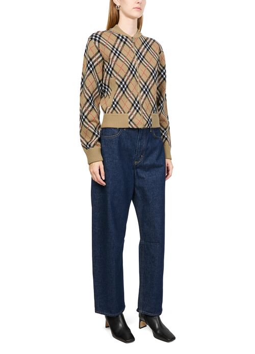 BURBERRY Check zipped cropped cardigan