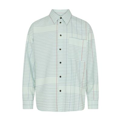 Bottega Veneta Checked Wool Twill Shirt In Green
