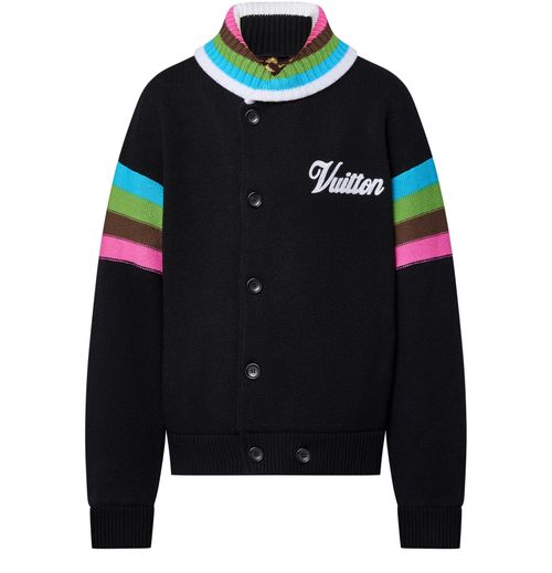 LOUIS VUITTON Embroidered Knitted Wool Varsity Blouson