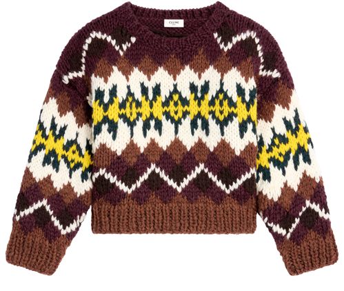 CELINE Crewneck sweater in fair isle wool