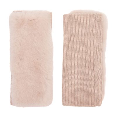 Yves Salomon Rex Rabbit Fur Mittens In Pink