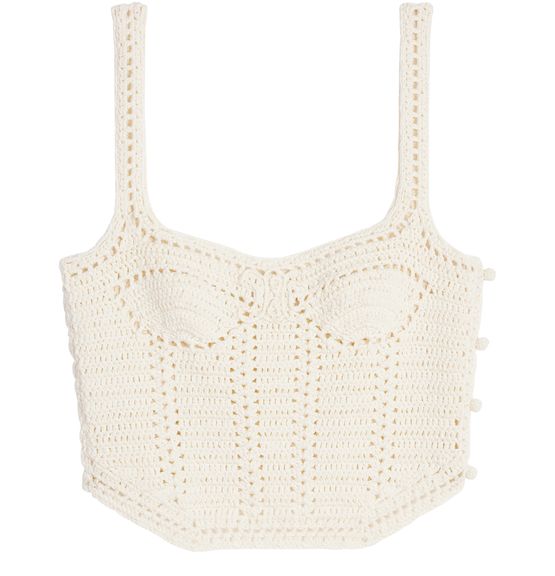 Women's Crocheted cotton bustier tank top, CELINE