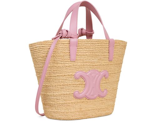 CELINE Teen supple panier in raffia and calfskin