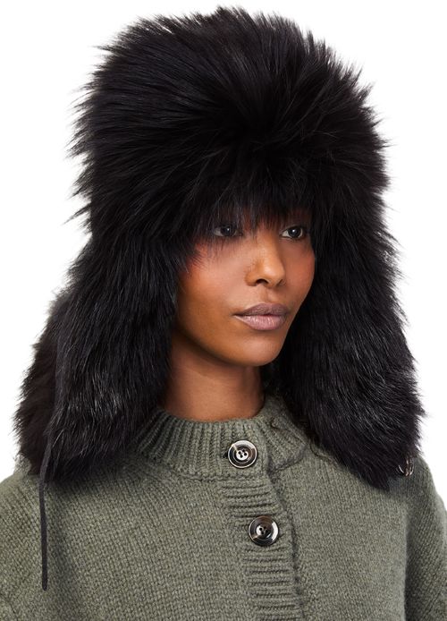 YVES SALOMON Chapka en laine et fourrure de renard