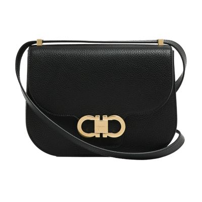 Shop Ferragamo Double G Crossbody In Black