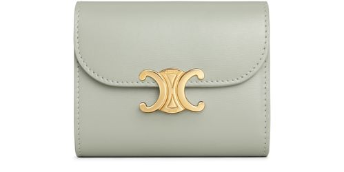 CELINE Triomphe small flap in shiny calfskin wallet