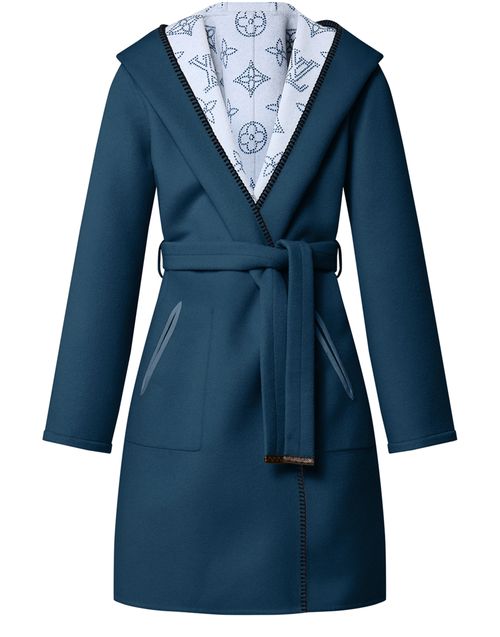 LOUIS VUITTON Reversible Long Hooded Wrap Coat