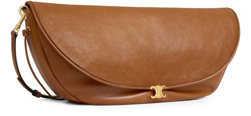 CELINE Halfmoon soft triomphe bag in supple shiny lambskin