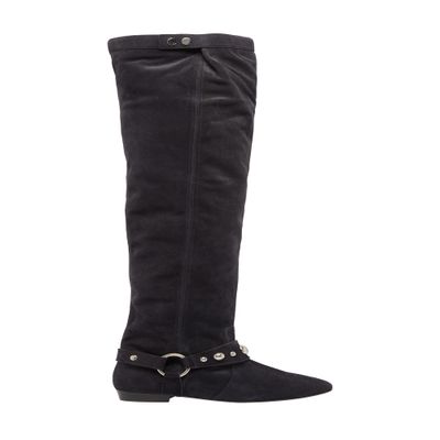 Isabel Marant Selize Suede Knee-high Boots In Black