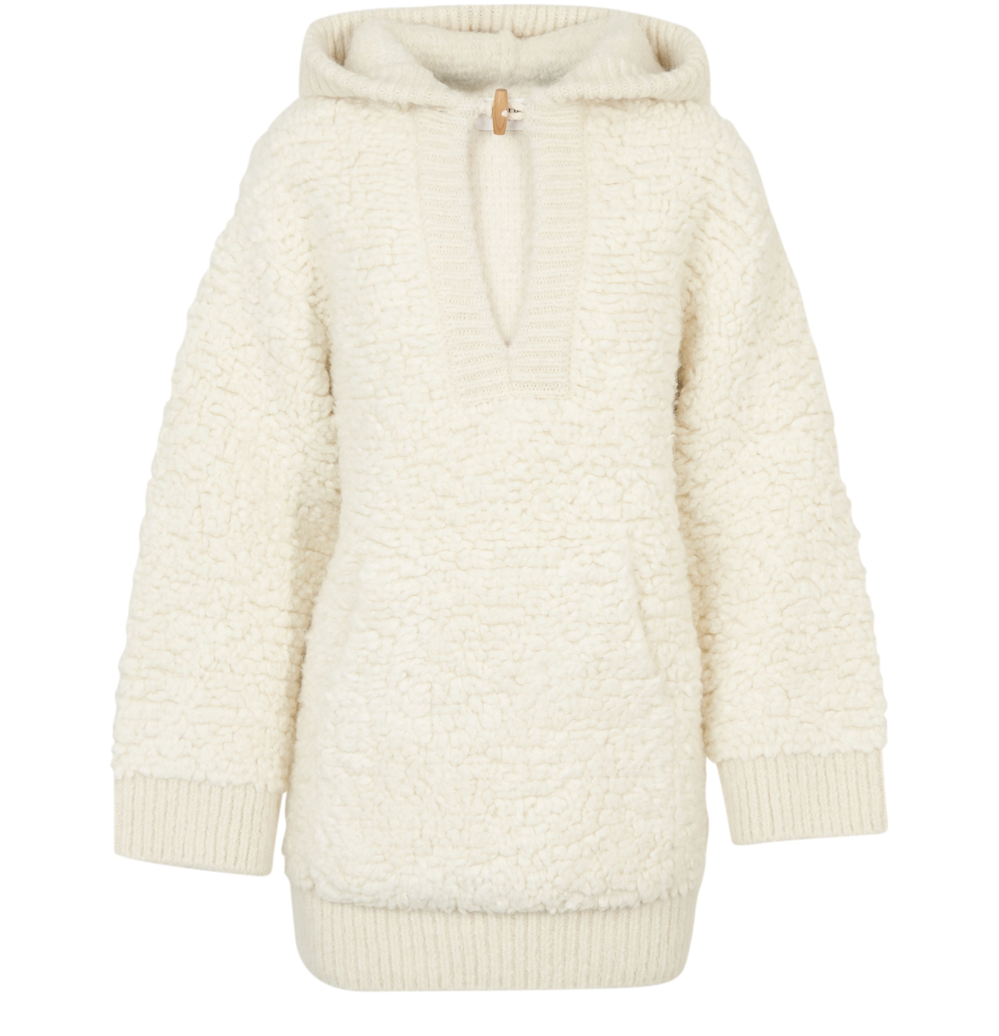 Sweater with hood in alpaca wool