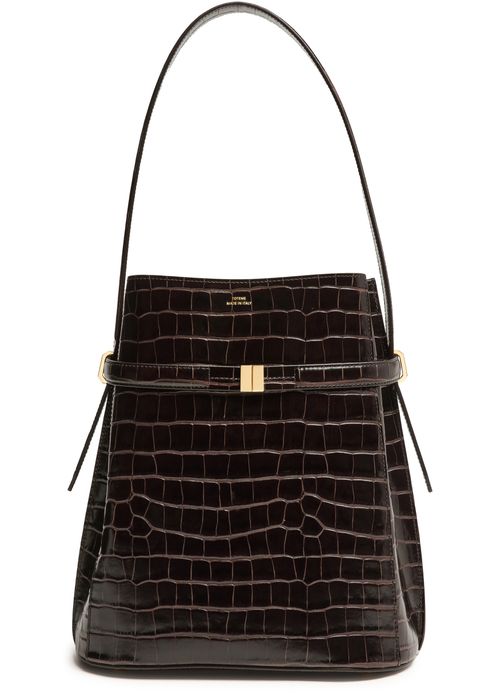 TOTEME Belted croco-embossed bucket bag