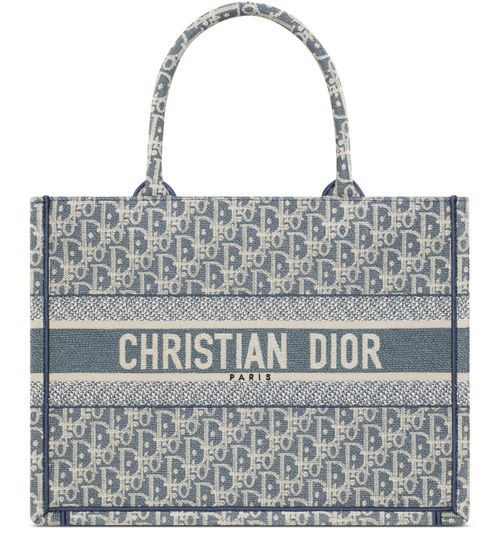 DIOR Mittelgroße Dior Book Tote Dior Oblique Chambray mit Stickerei
