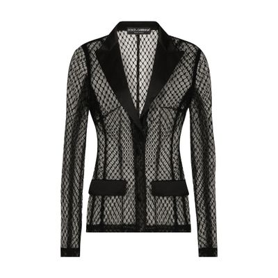 Dolce & Gabbana Single-breasted Mesh Jacket - Women's - Polyamide/cotton/polyestersilk In Black