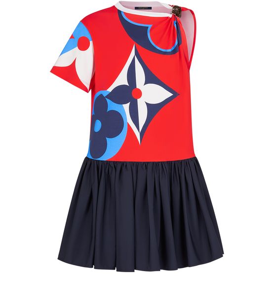 Women's Game On Asymmetrical Baby Doll Dress, LOUIS VUITTON