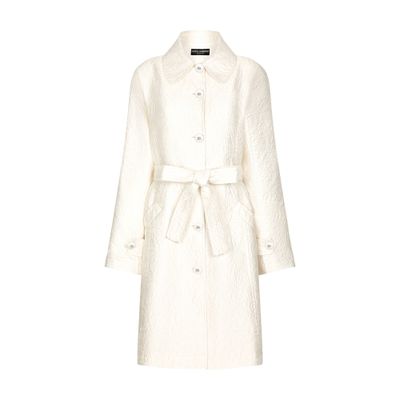 DOLCE & GABBANA BELTED FLORAL JACQUARD COAT