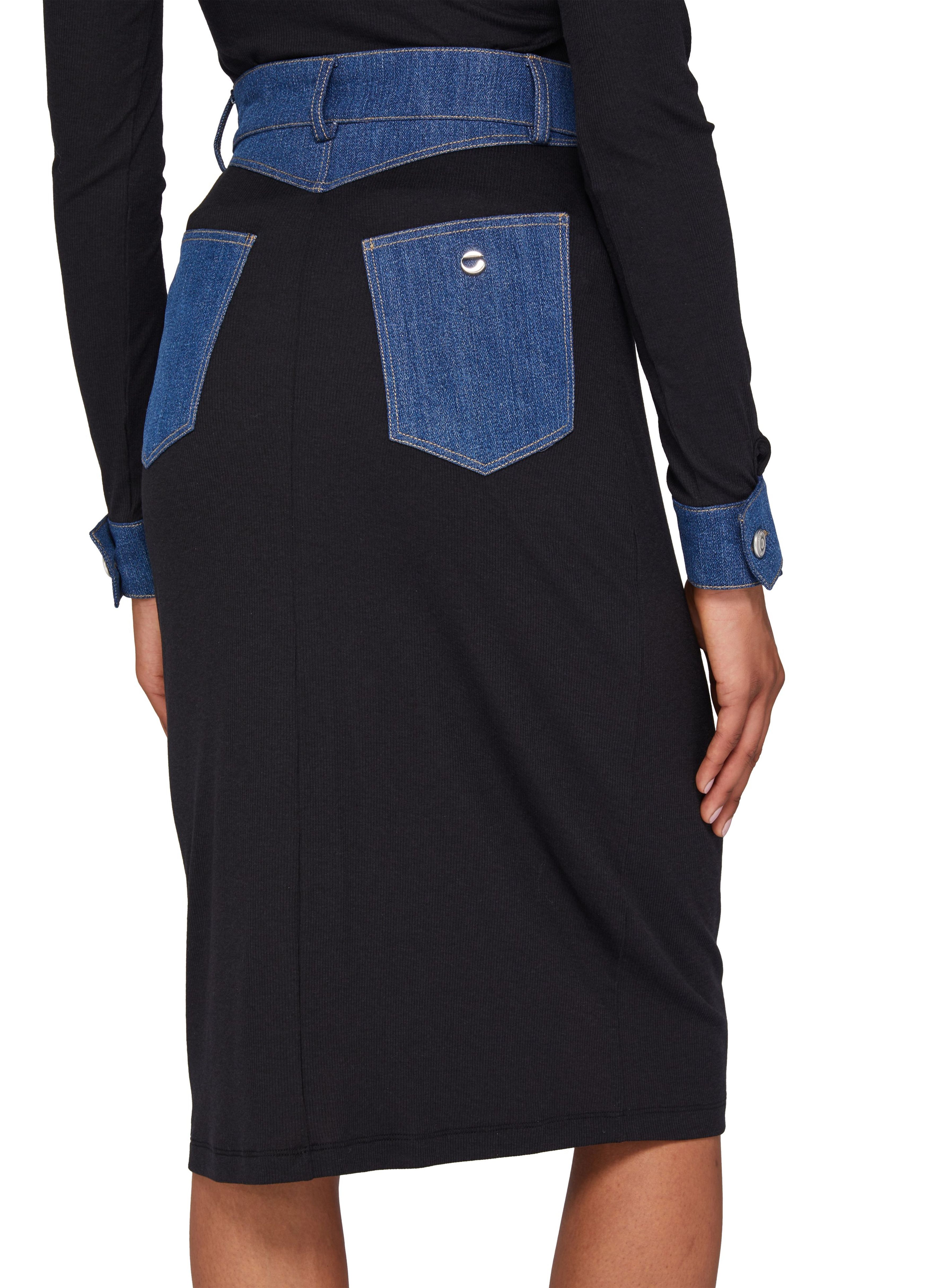 Midi ribbed denim skirt thumbnail 5