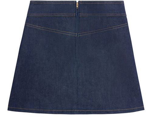 CELINE Minirock aus Denim mit Raw Waschung