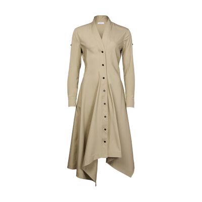 Ferragamo Button-up Midi Shirt Dress In Beige