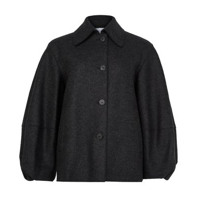 Puff-sleeved jacket in pressed wool