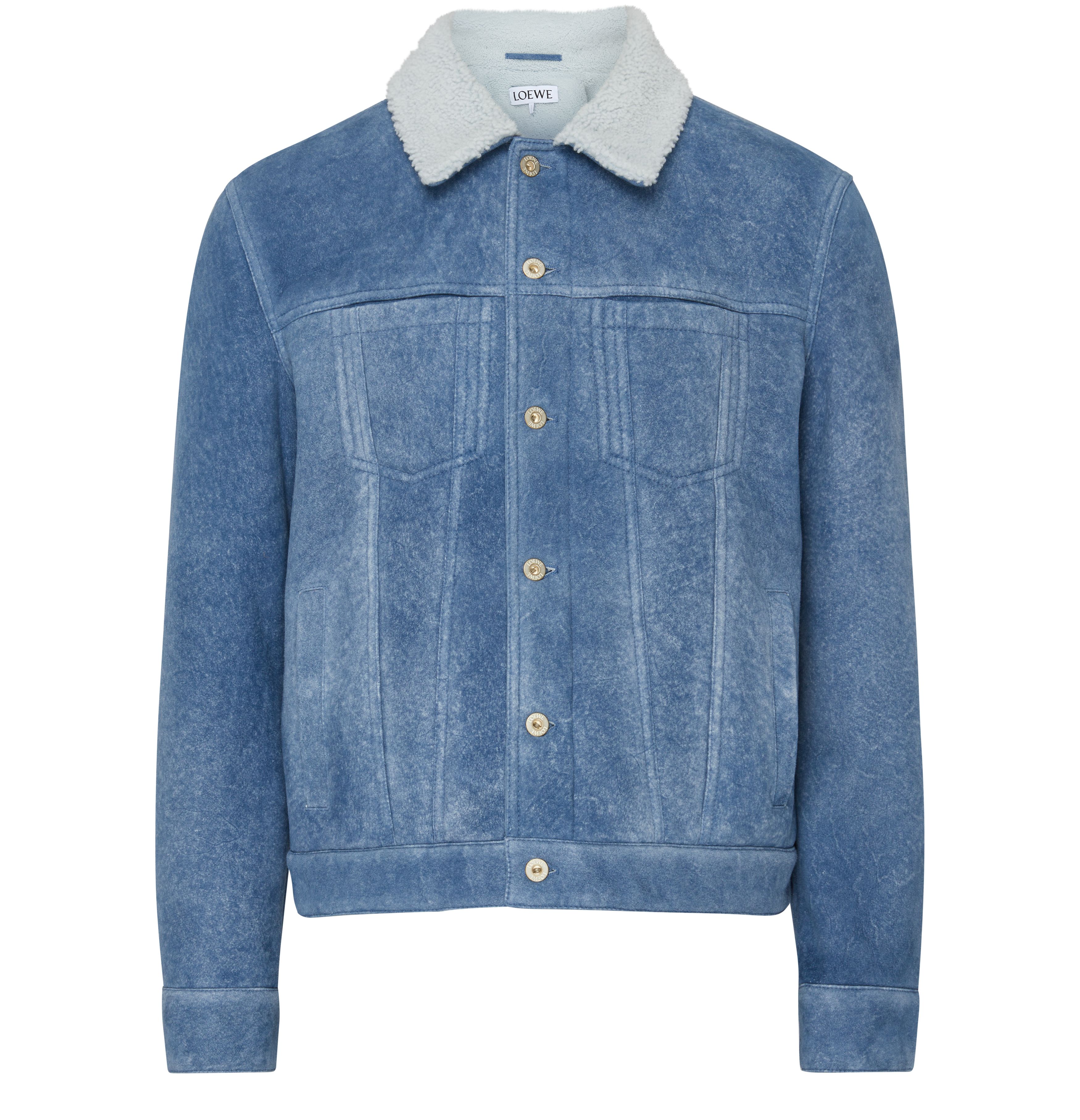 Denim jacket with shearling collar