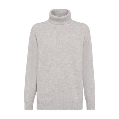 Shop Brunello Cucinelli English Rib Knit Sweater In Grey