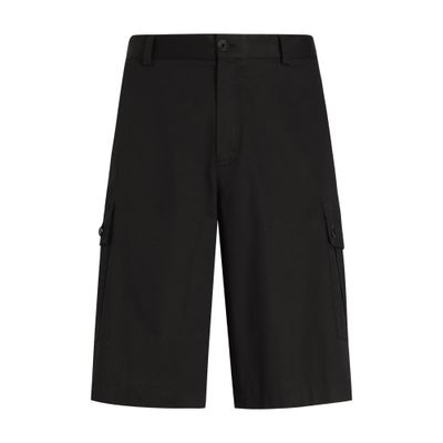 Dolce & Gabbana Bermuda Cargo In Lino In Black