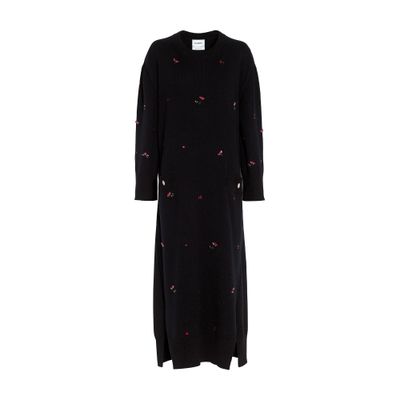 BARRIE ICONIC MIDI DRESS IN CASHMERE WITH FLORAL EMBROIDERY