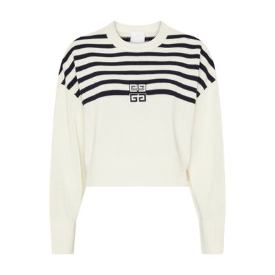 Givenchy 4g Striped Sweater In Wool And Cotton In White