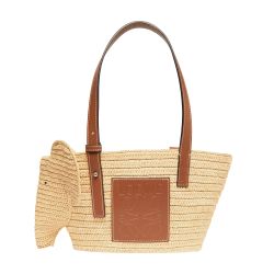 かごバッグ A546T37X01 BASKET CALF SMALL AND RAFFIA ELEPHANT LOEWE IN