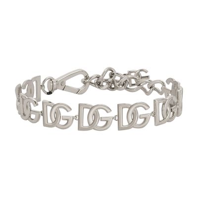 Shop Dolce & Gabbana Choker With Multiple Dg Logos In Silver_palladium