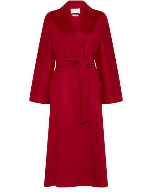 Louis Vuitton authentic red cashmere belted knit dress with gloves.