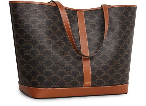CELINE Medium cabas in Triomphe canvas and calfskin