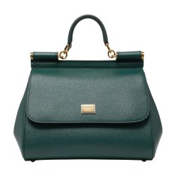 Sicily Small Leather Shoulder Bag in Green - Dolce Gabbana