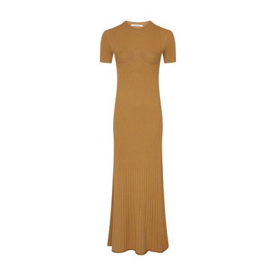 Max Mara Silk Cashmere Dress In Brown