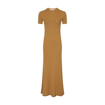 Max Mara Europa Knitted Maxi Dress In Beige