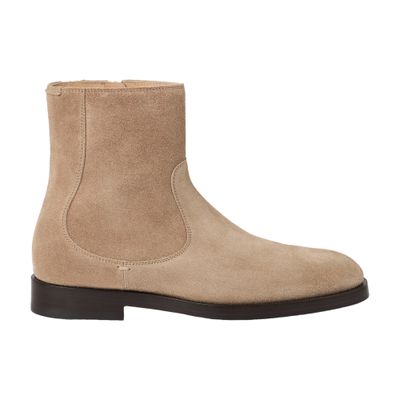 Brunello Cucinelli Suede Zip-up Boots In Brown