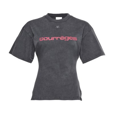 Shop Courrèges Belted Printed Stone T-shirt In Grey