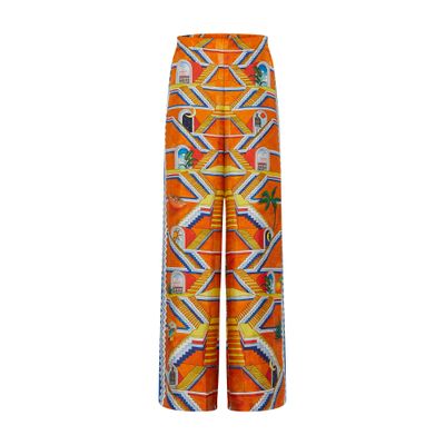 Casablanca Staircase Print Elastic Waist High-waisted Pants In Escalier Infini