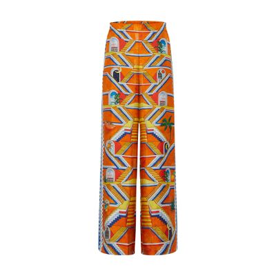 Shop Casablanca Printed Wide Leg Pants In Escalier Infini