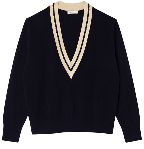 Women s Sweater with contrasting v neck SANDRO 24S