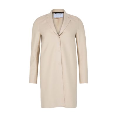 Harris Wharf London Cocoon Pressed Wool Coat In Neutral