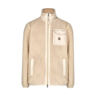 Moncler Zipped-up Cardigan In Brown