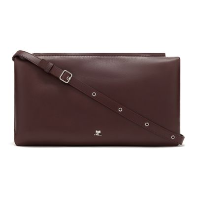 Courrèges Cuff Smooth Calfskin Shoulder Bag In Brown