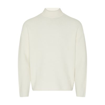 Emporio Armani Virgin Wool Allover Jacquard Striped Sweater In White