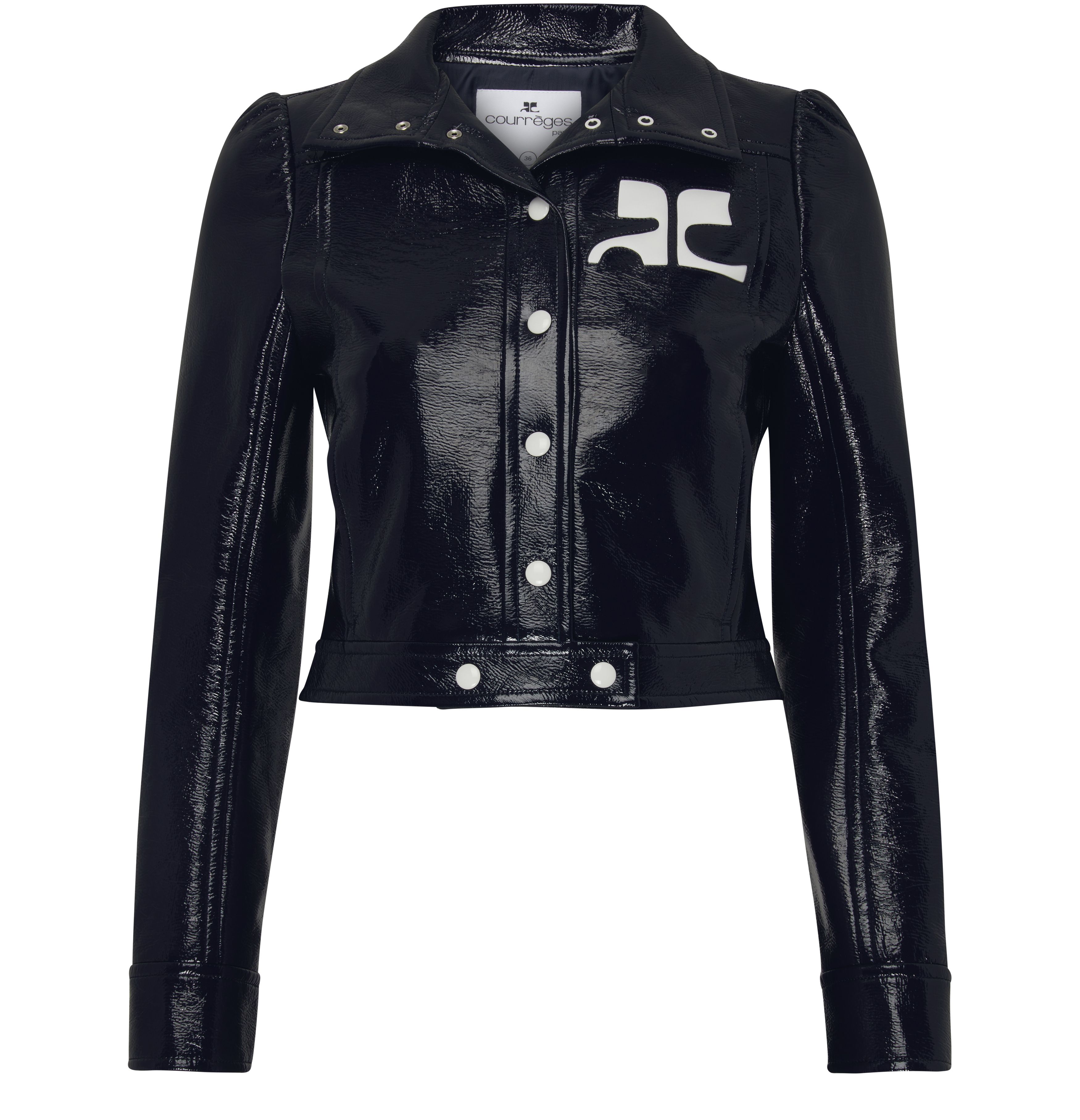Courreges Women's Black Reedition Vinyl Jacket Size 34