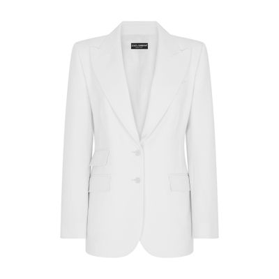 Dolce & Gabbana Single-breasted Woolen Turlington Blazer In Natural_white