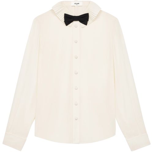 CELINE Mia hemd mit schleife aus seidencrêpe und acetat